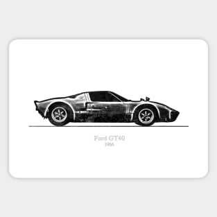 Ford GT40 1966 - Black and White Watercolor Magnet